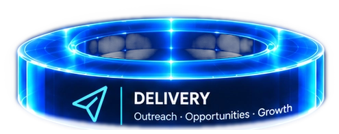 Neon holographic Delivery ring, stage 4 of the LOI platform